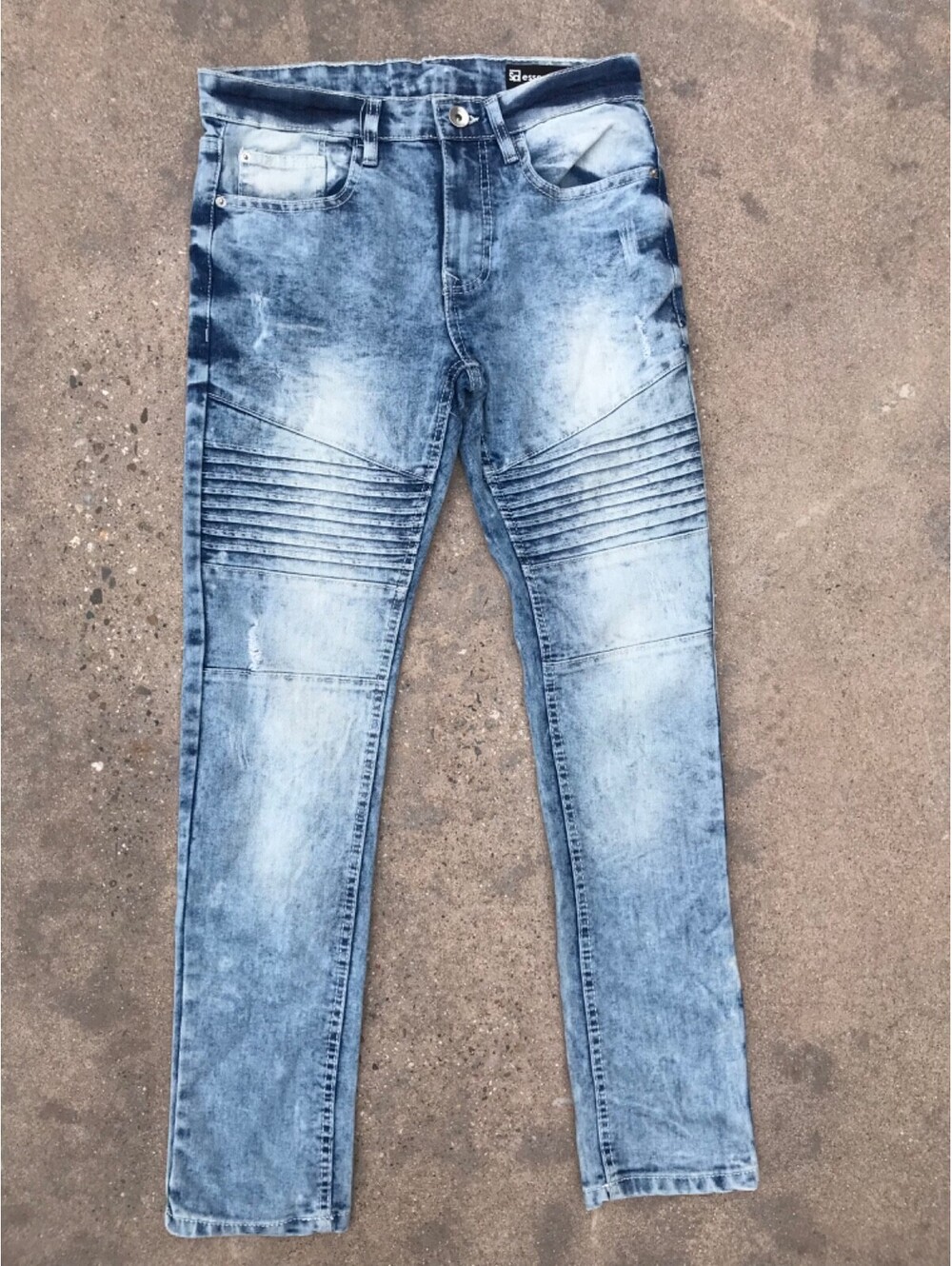 SP Essentials Jeans 29Wx30L Acid Wash Stretch Distressed Light Blue Street Style